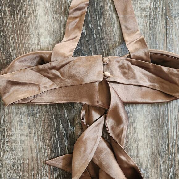 Retrofete Ross Top in Cognac Brown Size XS NWT Satin Padded Bust Strapless - Picture 8 of 10